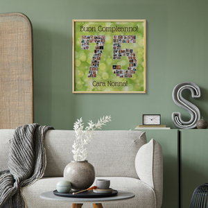 Crea il tuo collage foto 75 per tua Nonna – sfondo verde, regalo compleanno, con dedica