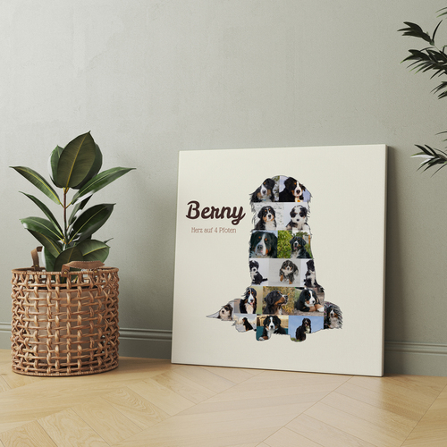 Crea la tua Collage Berner con Foto del tuo Cane e Testo Personalizzato