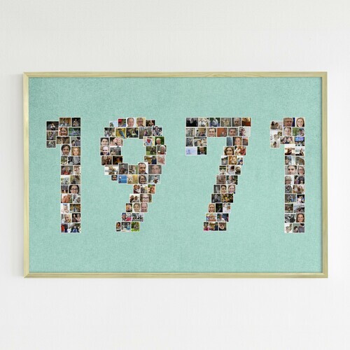 Anno di nascita con numeri come collage fotografico idea regalo creativa