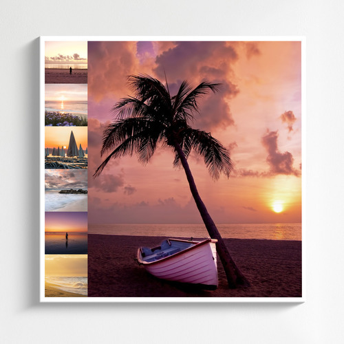 Crea il tuo collage fotografico di paesaggi: spiagge, laghi e monti nevosi, stampa premium