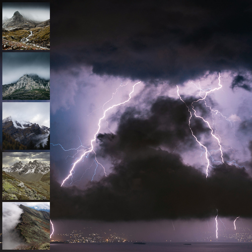 Collage foto natura e meteo: crea il tuo collage e stampa premium nebbia e temporali