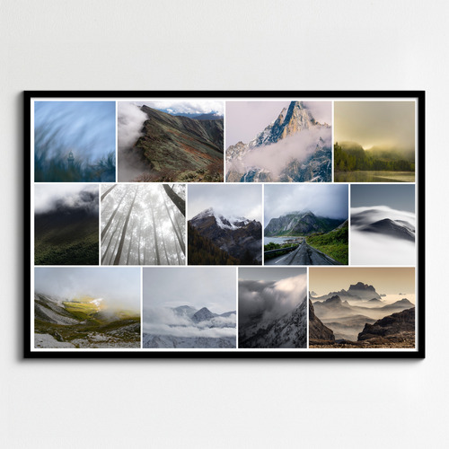 Collage foto natura e meteo: crea il tuo collage e stampa premium nebbia e temporali