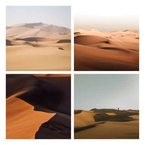 Crea collage foto natura: dune desertiche, ghiacciai e grotte di ghiaccio - stampa premium