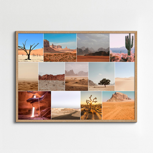 Crea collage foto natura: dune desertiche, ghiacciai e grotte di ghiaccio - stampa premium