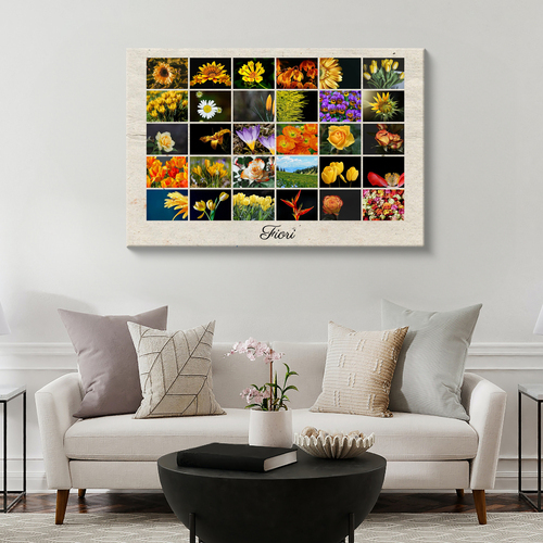Poster collage a griglia con fiori - personalizza foto e testo, ordina ora