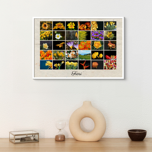 Poster collage a griglia con fiori - personalizza foto e testo, ordina ora