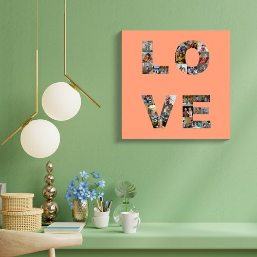 Collage "LOVE" personalizzata con foto per celebrare i tuoi momenti speciali